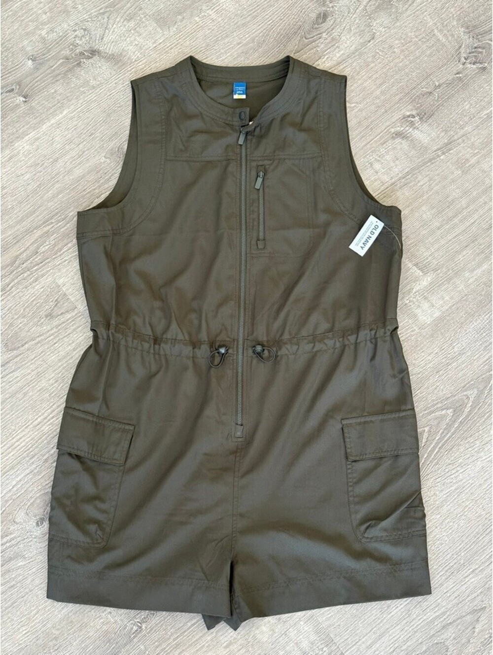 OLD NAVY Women's Olive Green Stretch Tech Utility Romper, Size Large